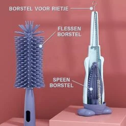 Baby Flessenborstel - Flessenreiniger - Flessenborstel Siliconen - Flesvoedingsaccessoires - BPA Vrij - Blauw - 3 In 1 -Peuterpaleis Winkel 1200x1200 1902