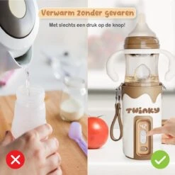 Twinky® Bottlewarmer GO – Draagbare Baby Flessenwarmer Voor Onderweg En Thuis – Incl. PPSU-Kwaliteit Babyflesje + Poederdoosje – USB-C Oplaadbaar -Peuterpaleis Winkel 1200x1200 1936