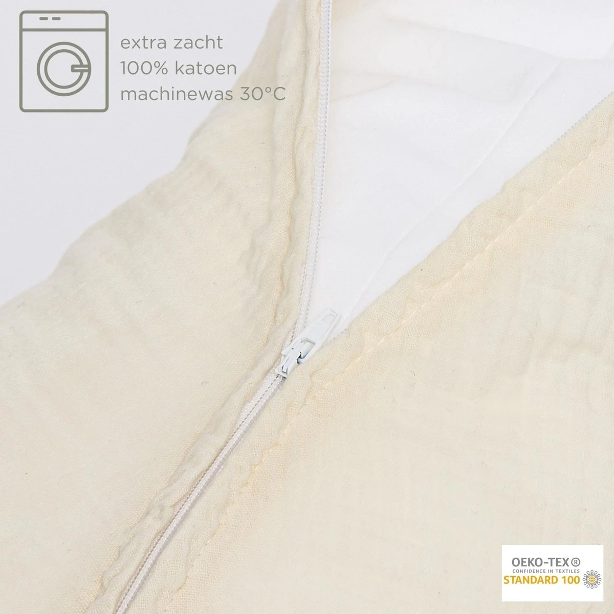 Snoozzz Voedingskussen Zwangerschapskussen Zijslaapkussen - Met Afneembare Hoes Van Hydrofiel Katoen - 185 Cm - Champagne 4 Snoozzz Voedingskussen Zwangerschapskussen Zijslaapkussen - Met Afneembare Hoes Van Hydrofiel Katoen - 185 Cm - Champagne - Afbeelding 2