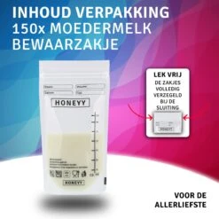Honeyy - Moedermelk Bewaarzakjes - 150 Stuks - Schenktuit - 220 Ml - Vriezer En Koelkast - Lekvrij - Dubbelwandig - BPA-vrij -Peuterpaleis Winkel 1200x1200 2103