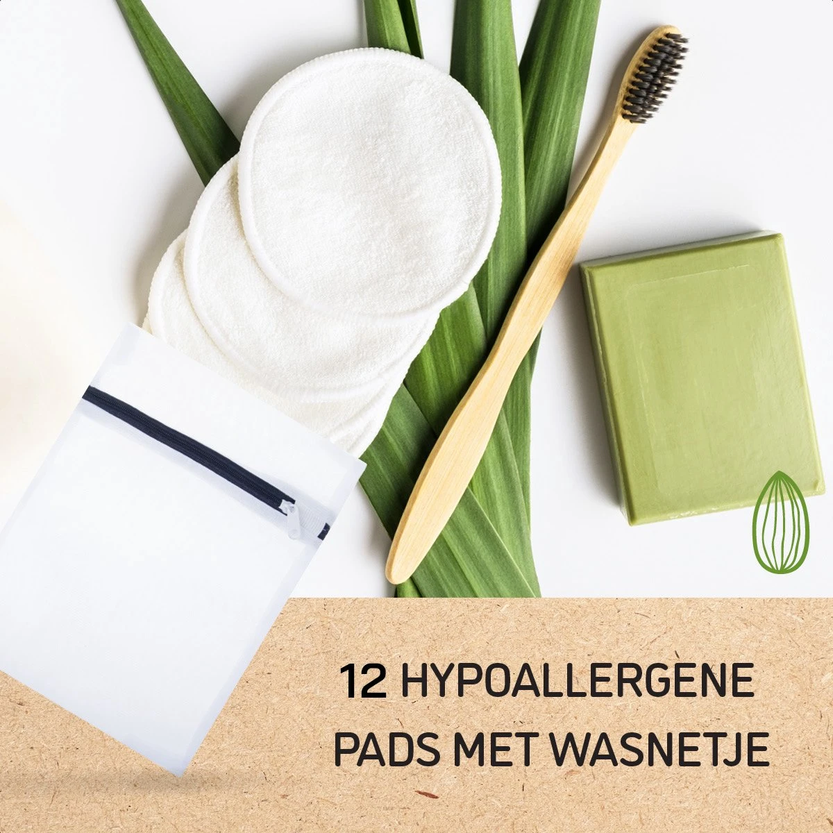 Nutty Green Hypoallergeen Bamboe Zoogcompressen - 12 Stuks 4 Nutty Green Hypoallergeen Bamboe Zoogcompressen - 12 Stuks - Afbeelding 2