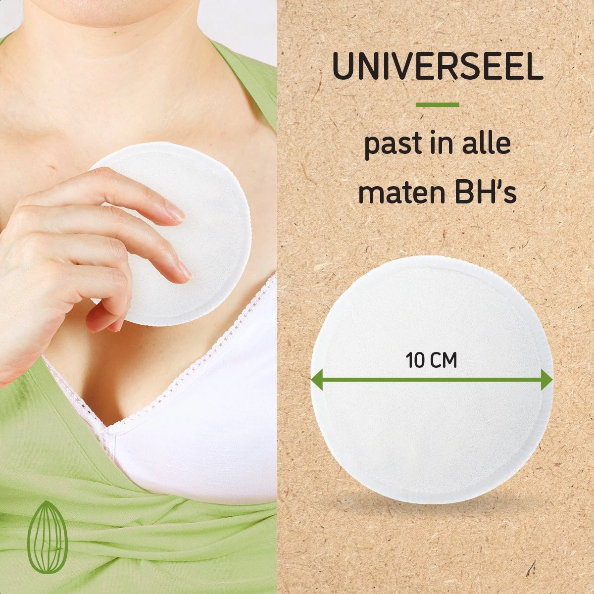 Nutty Green Hypoallergeen Bamboe Zoogcompressen - 12 Stuks 8 Nutty Green Hypoallergeen Bamboe Zoogcompressen - 12 Stuks - Afbeelding 6