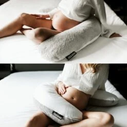 Snoozzz Voedingskussen Zwangerschapskussen Zijslaapkussen - Met Zachte Afneembare Hoes - 185 Cm - Teddy Grijs Wit -Peuterpaleis Winkel 1200x1200 2264