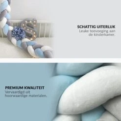 Buxibo Baby Bed Bumper - Baby Veiligheid/Hoofdbescherming/Bedbescherming - Multifunctionele Voedingskussen/Bedomrande/Boxomrander - 200CM - Blauw -Peuterpaleis Winkel 1200x1200 2386