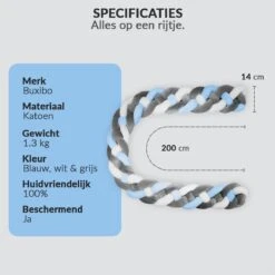 Buxibo Baby Bed Bumper - Baby Veiligheid/Hoofdbescherming/Bedbescherming - Multifunctionele Voedingskussen/Bedomrande/Boxomrander - 200CM - Blauw -Peuterpaleis Winkel 1200x1200 2389