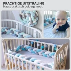 Buxibo Baby Bed Bumper - Baby Veiligheid/Hoofdbescherming/Bedbescherming - Multifunctionele Voedingskussen/Bedomrande/Boxomrander - 200CM - Blauw -Peuterpaleis Winkel 1200x1200 2390