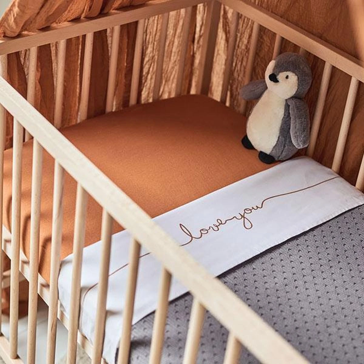 Jollein Baby Laken Ledikant 120x150cm Love You - Caramel 12 Jollein Baby Laken Ledikant 120x150cm Love You - Caramel - Afbeelding 10