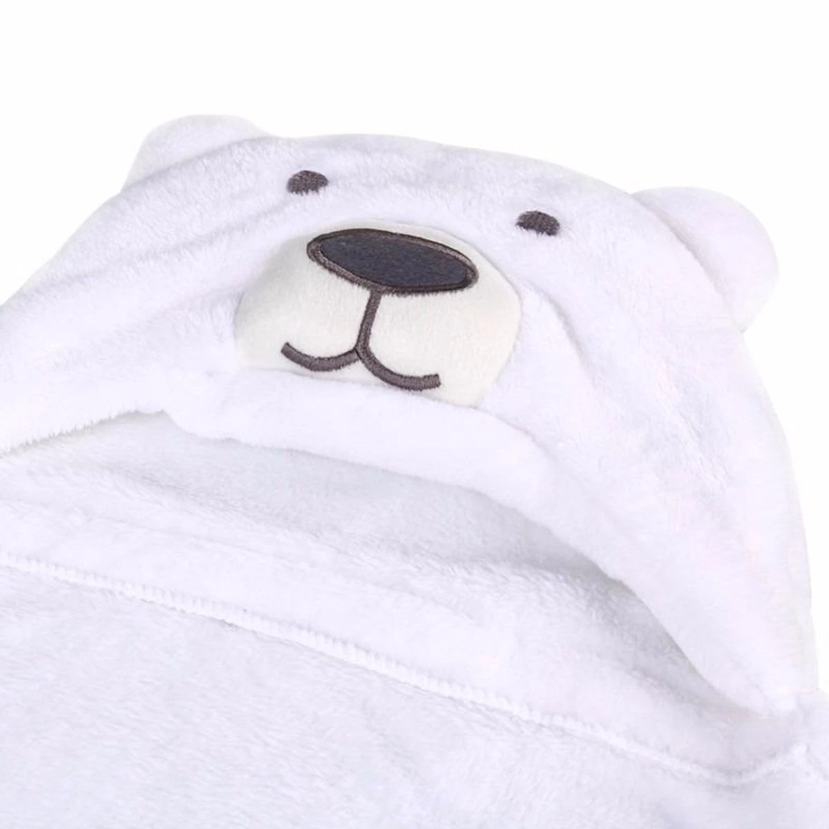 Merkloos Witte Beer Baby Badcape Met Capuchon - Wikkeldeken - Fleece Deken - Kraamcadeau 5 Merkloos Witte Beer Baby Badcape Met Capuchon - Wikkeldeken - Fleece Deken - Kraamcadeau - Afbeelding 3