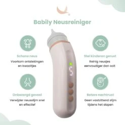 Babily® - Elektrische Neusreiniger Voor Baby's - 0 T/m 6 Jaar - Neuszuiger - Neuspeer - Snoetenpoetser - Toetenveger - Aspirator - Incl. 5 Zuigkrachtstanden En 3 Kalmerende Melodieën -Peuterpaleis Winkel 1200x1200 460