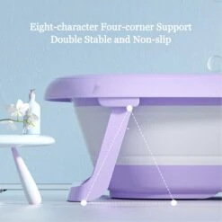 Baby Badje Opvouwbaar - 3 In 1 Opvouwbaar - Opbergmand - Inclusief Badkussen - Babybadje - Peuterbadje 83 × 48 × 23,5 Cm - Purper -Peuterpaleis Winkel 1200x1200 526