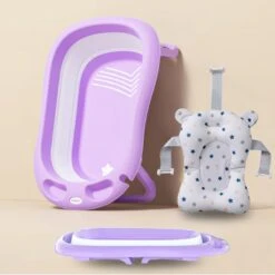 Baby Badje Opvouwbaar - 3 In 1 Opvouwbaar - Opbergmand - Inclusief Badkussen - Babybadje - Peuterbadje 83 × 48 × 23,5 Cm - Purper -Peuterpaleis Winkel 1200x1200 527