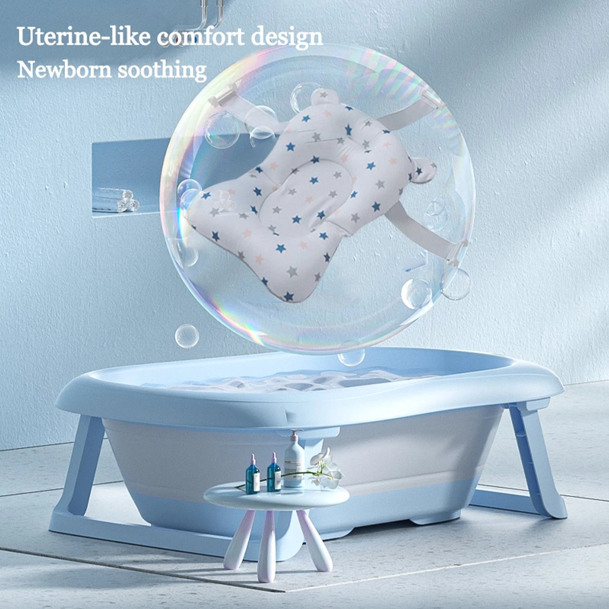 K IKIDO Babybadje - 3 In 1 Opvouwbaar - Multifunctioneel - Inclusief Badkussen - Baby Badje - Babybad - Peuterbadje - Lichtgewicht - Blauw 10 K IKIDO Babybadje - 3 In 1 Opvouwbaar - Multifunctioneel - Inclusief Badkussen - Baby Badje - Babybad - Peuterbadje - Lichtgewicht - Blauw - Afbeelding 8