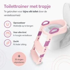 Macx & Macx Toilettrainer Met Trapje - Brilverkleiner Met Handvaten En Opstapje - Opvouwbaar Toilet Bril Zitje - WC Zindelijkheids Training Voor Jongens/Meisjes - Urinoirs Voor Kind/Peuter Van 2 Tot 7 Jaar - Roze -Peuterpaleis Winkel 1200x1200 611