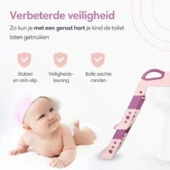 Macx & Macx Toilettrainer Met Trapje - Brilverkleiner Met Handvaten En Opstapje - Opvouwbaar Toilet Bril Zitje - WC Zindelijkheids Training Voor Jongens/Meisjes - Urinoirs Voor Kind/Peuter Van 2 Tot 7 Jaar - Roze -Peuterpaleis Winkel 1200x1200 612