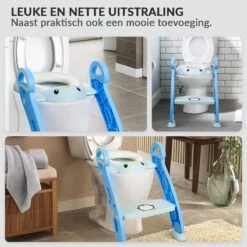 Buxibo Kinder WC Met Opstapje - WC Bril Kind - Kinderzitting WC - Toilet Verkleiner - Toilettrainer - Blauw -Peuterpaleis Winkel 1200x1200 637