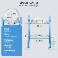 Buxibo Kinder WC Met Opstapje - WC Bril Kind - Kinderzitting WC - Toilet Verkleiner - Toilettrainer - Blauw -Peuterpaleis Winkel 1200x1200 639