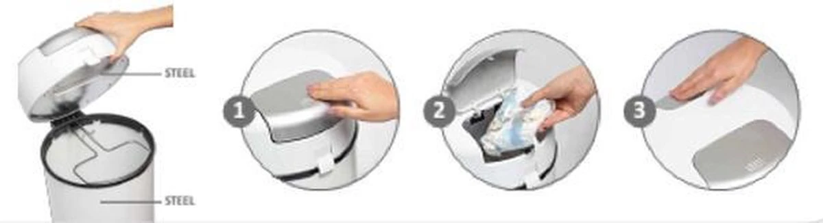 DiaperPail - Soft Grey - Luieremmer Met Speciale Luiersluis - Werkt Met Normale Vuilniszakken 5 DiaperPail - Soft Grey - Luieremmer Met Speciale Luiersluis - Werkt Met Normale Vuilniszakken - Afbeelding 3