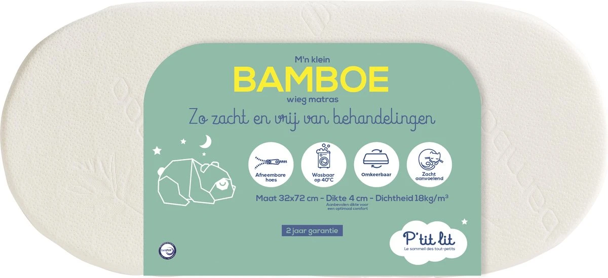 Bamboe Ovaal Matras - 72x32 Cm - Zacht Aanvoelend - Ideaal : Mozesmand, Kinderwagen En Wieg - Omkeerbaar - Afritsbare Hoes - EU-product 3 Bamboe Ovaal Matras - 72x32 Cm - Zacht Aanvoelend - Ideaal : Mozesmand, Kinderwagen En Wieg - Omkeerbaar - Afritsbare Hoes - EU-product