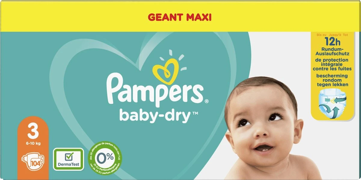 Pampers® Pampers - Baby Dry - Maat 3 - Mega Pack - 104 Luiers 16 Pampers® Pampers - Baby Dry - Maat 3 - Mega Pack - 104 Luiers - Afbeelding 14