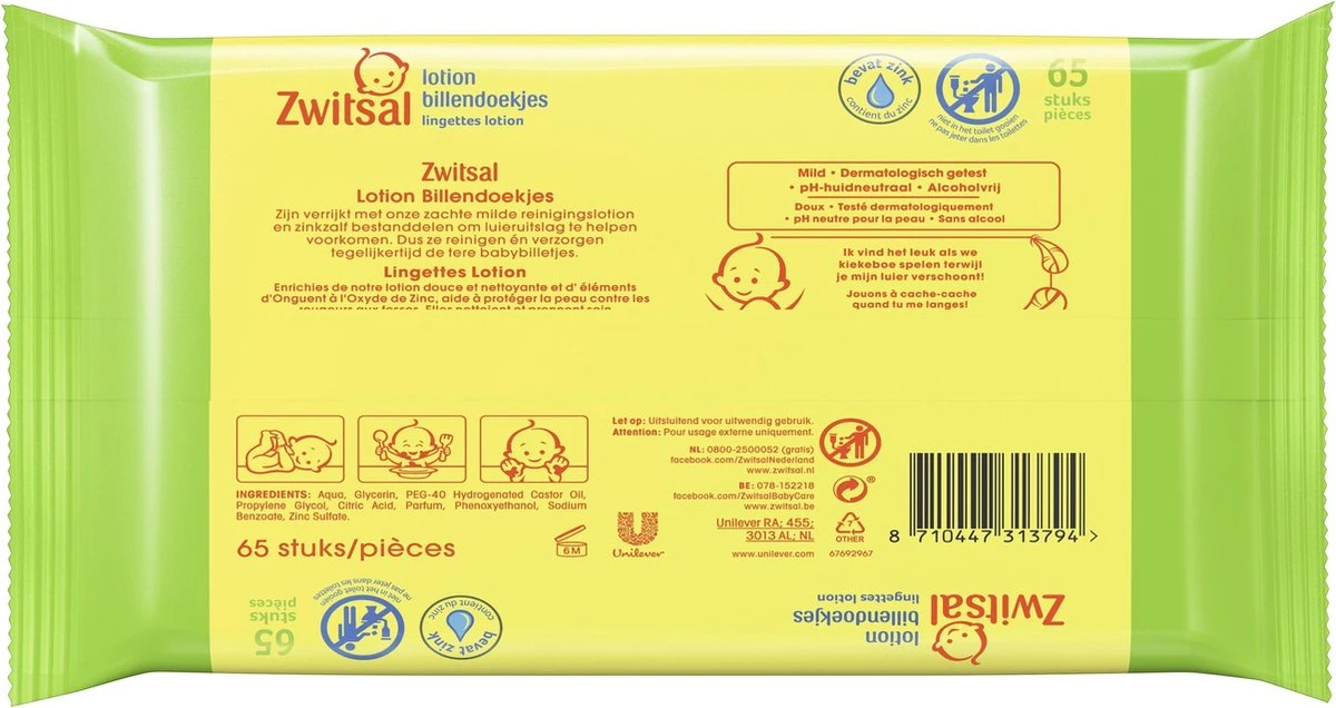Zwitsal Lotion Billendoekjes - 520 Stuks - Voordeelverpakking 15 Zwitsal Lotion Billendoekjes - 520 Stuks - Voordeelverpakking - Afbeelding 13