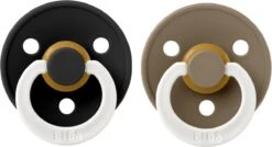BIBS Fopspeen Maat 1 0-6 Maanden Glow Black & Glow Dark Oak - Natuurrubber Baby Speen 2 Stuks Glow In The Dark