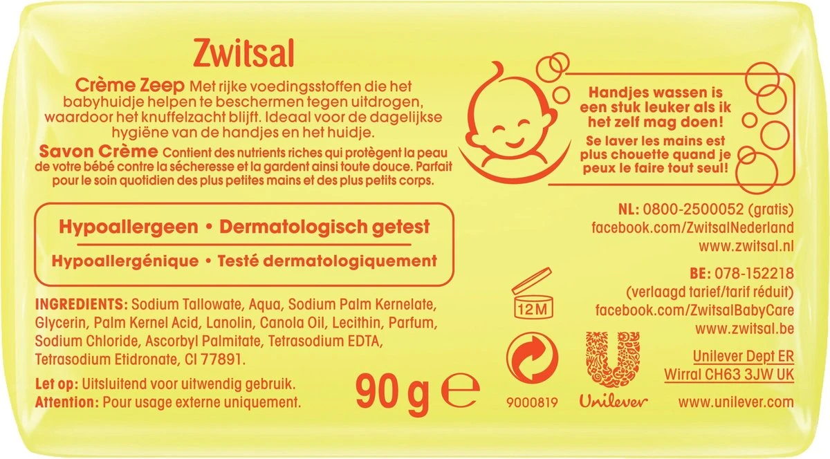 Zwitsal Creme Zeep 4x90GR 6 Zwitsal Creme Zeep 4x90GR - Afbeelding 4