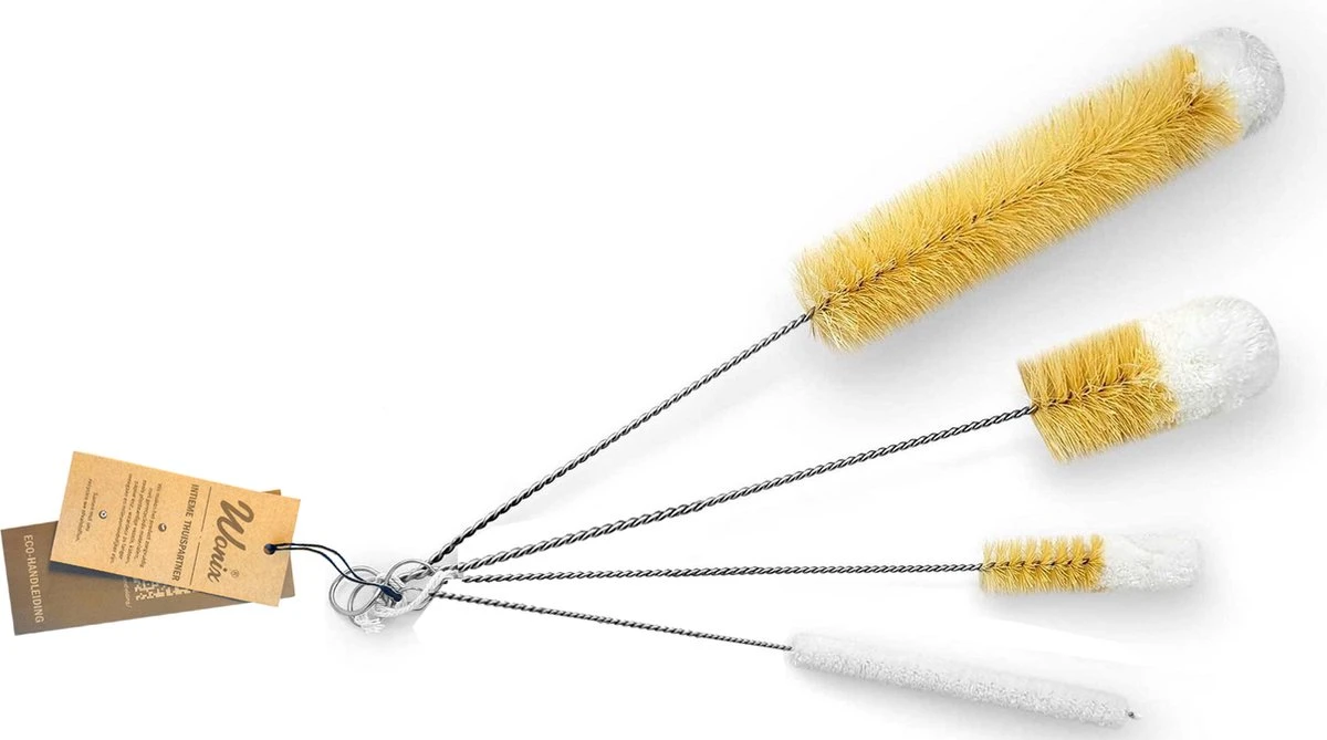 Wonix® - Flessenborstel Set - Flessenreiniger - Sisal En Katoenen Borstel - BPA Vrij - Voor Baby Flesje, Glazen Flessen - 4 Stuks 3 Wonix® - Flessenborstel Set - Flessenreiniger - Sisal En Katoenen Borstel - BPA Vrij - Voor Baby Flesje, Glazen Flessen - 4 Stuks