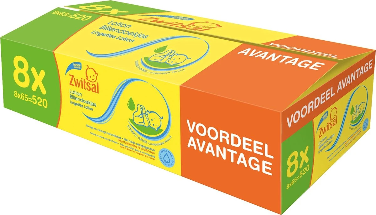 Zwitsal Lotion Billendoekjes - 520 Stuks - Voordeelverpakking 4 Zwitsal Lotion Billendoekjes - 520 Stuks - Voordeelverpakking - Afbeelding 2