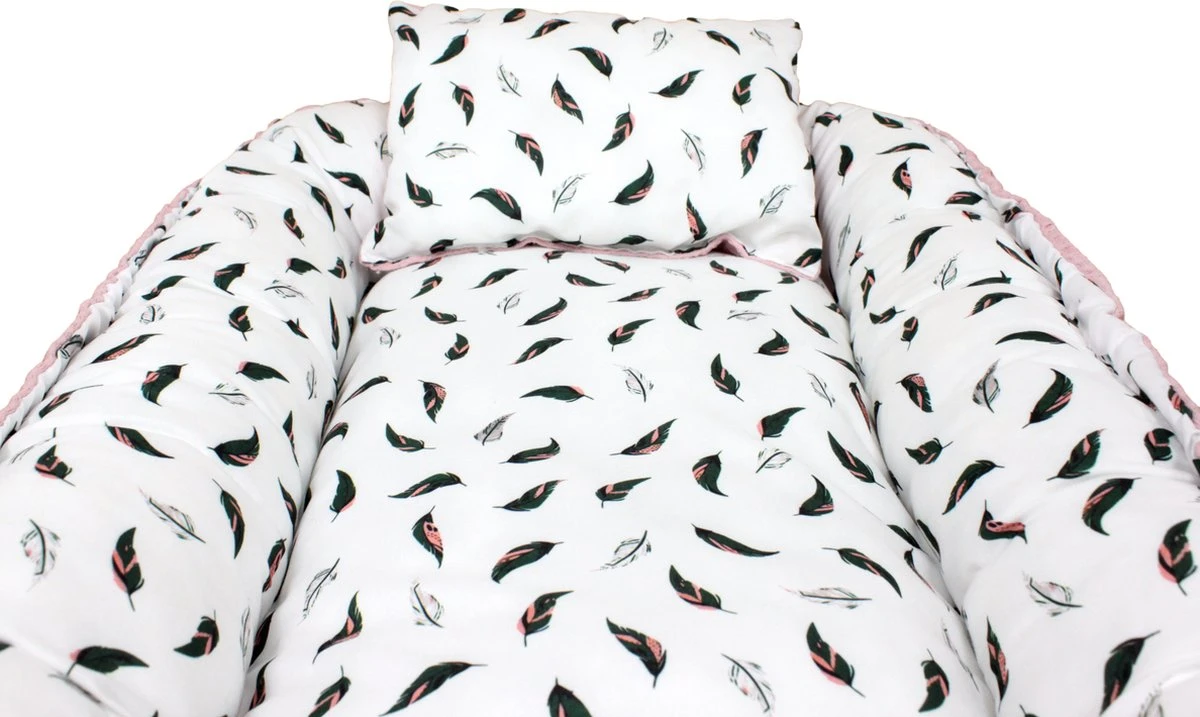 Hibaby Babynest - 90x57cm - Roze Met Printje - Inclusief Kussen 8 Hibaby Babynest - 90x57cm - Roze Met Printje - Inclusief Kussen - Afbeelding 6