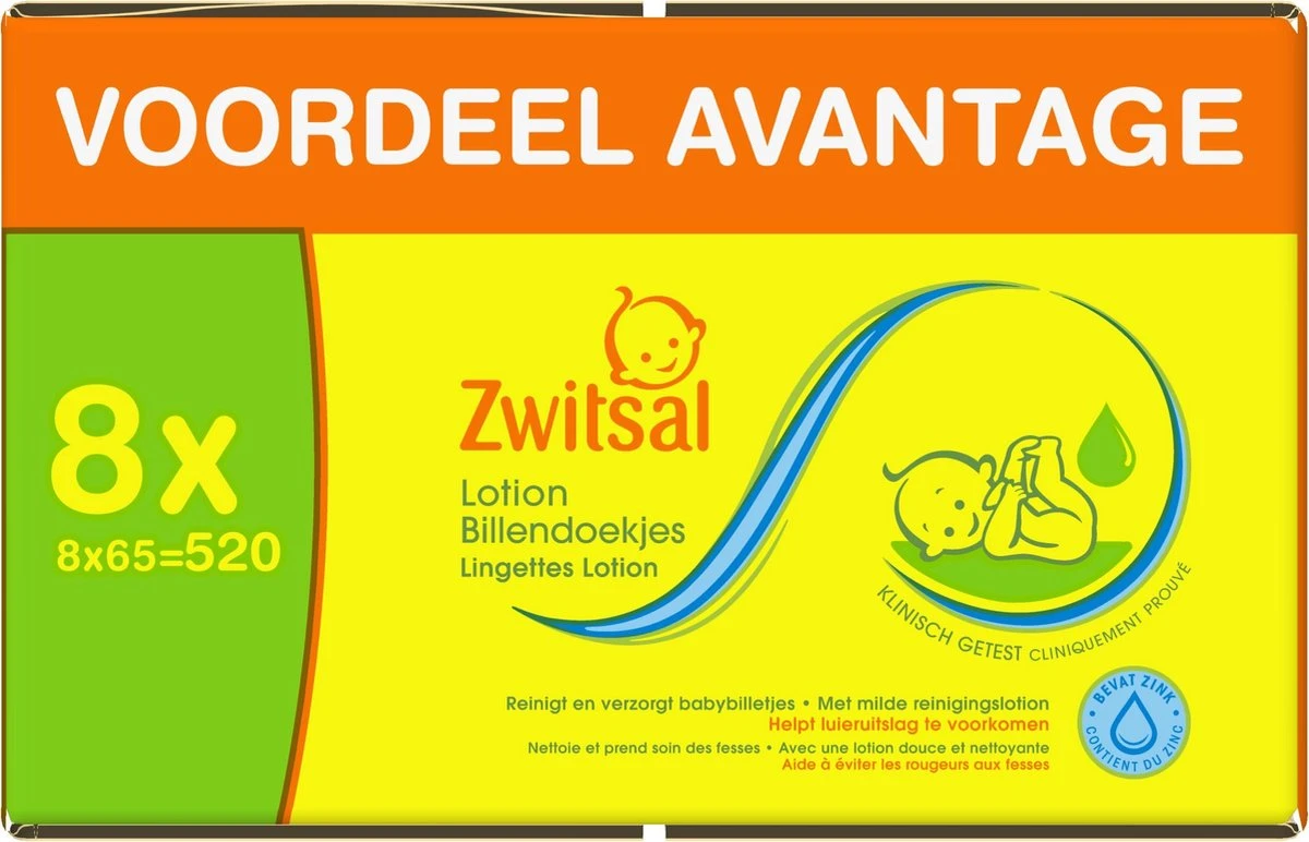 Zwitsal Lotion Billendoekjes - 520 Stuks - Voordeelverpakking 14 Zwitsal Lotion Billendoekjes - 520 Stuks - Voordeelverpakking - Afbeelding 12