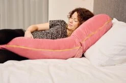 TELANO® Voedingskussen XXL Roze Velvet Wasbare Hoes Met Gouden Rits - Opbergtas - U Vorm - Extra Groot - Zijslaapkussen -Peuterpaleis Winkel 1200x798 18