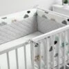 Sensillo Baby Bedbumper - Bedomrander - Anti Stootrand Ledikant - Bed Zijbeschermers - 180x30cm - Grijze Wolkjes -Peuterpaleis Winkel 1200x800 344