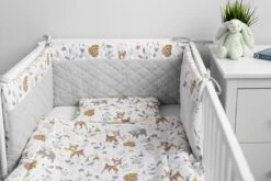 Sensillo Baby Bedbumper - Bedomrander - Anti Stootrand Ledikant - Bed Zijbeschermers - 180x30cm - Grijs Bosdiertjes -Peuterpaleis Winkel 1200x800 366