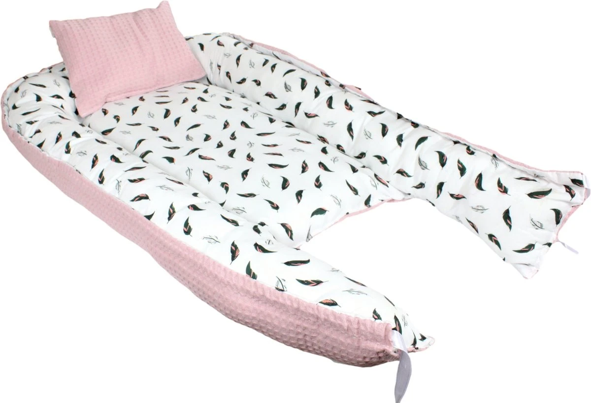 Hibaby Babynest - 90x57cm - Roze Met Printje - Inclusief Kussen 3 Hibaby Babynest - 90x57cm - Roze Met Printje - Inclusief Kussen