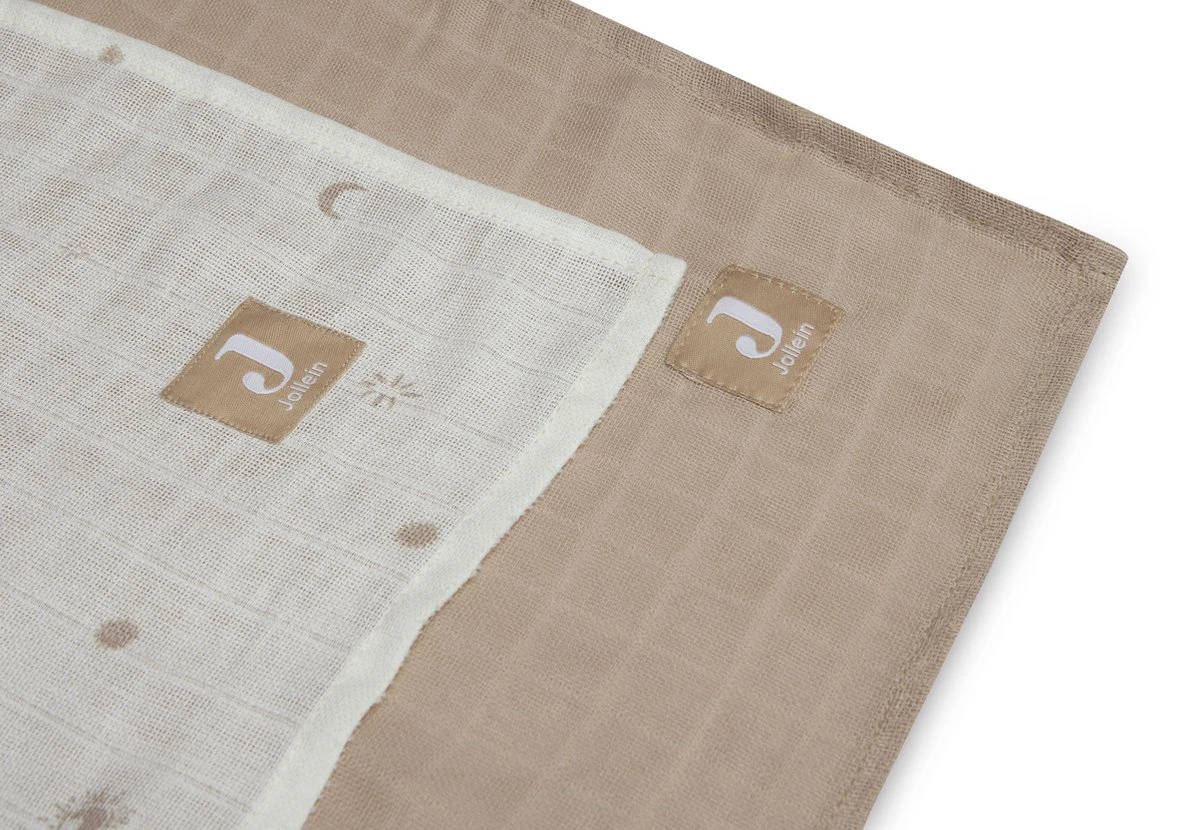 Jollein Hydrofiele Doek Large 115x115cm Stargaze - Biscuit - 2 Stuks 7 Jollein Hydrofiele Doek Large 115x115cm Stargaze - Biscuit - 2 Stuks - Afbeelding 5