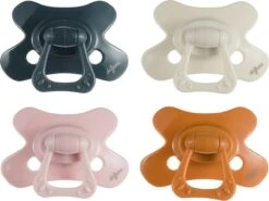 Difrax Fopspeen 12+ Maanden Natural Speen - Donkerblauw/Crèmewit/Lichtroze/Oranje - 4 Stuks