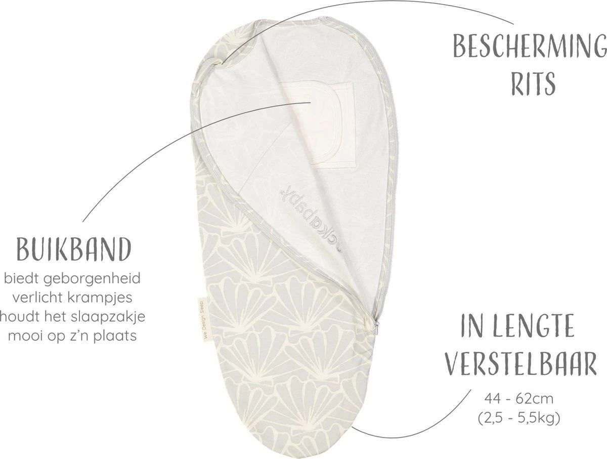 Puckababy Inbakerslaapzak Original Piep 0-3 Maanden -Seashell Stone 6 Puckababy Inbakerslaapzak Original Piep 0-3 Maanden -Seashell Stone - Afbeelding 4