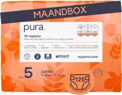 Pura Eco-Friendly Luiers Maat 5 (11-25kg), 125 Luiers -Peuterpaleis Winkel 1200x934 1