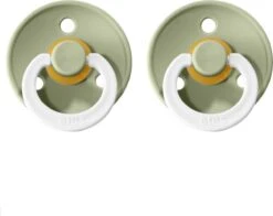 BIBS Set Van 2 Glow In The Dark Spenen / SAGE [groen] | T1 / Maat 1 - 0-6 Maanden | Fopspeen Newborn