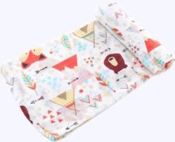 2 Stuks - Hydrofiele Doek XL - 120x120 Cm - Inbakerdoek - Tipi Tent Beer - Safari Dieren - Swaddle Doek Groot - Hydrofiele Luier -Peuterpaleis Winkel 1200x978