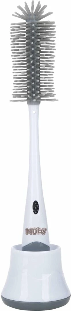 Nuby - Silicone Flessenborstel Met Houder - Grijs