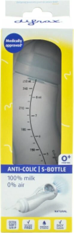 Difrax - S-Fles Natural - Babyfles Blauw- 0+ Maanden - 250ml -Peuterpaleis Winkel 385x1200 1