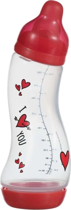 Difrax Anti-Colic S-Babyfles Natural - 250 Ml - I Love You/Rood -Peuterpaleis Winkel 407x1200 1