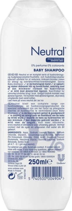 Neutral 0% Baby Shampoo Parfumvrij - 750 Ml - Voordeelverpakking 11 Neutral 0% Baby Shampoo Parfumvrij - 750 Ml - Voordeelverpakking -Peuterpaleis Winkel 410x1200 1