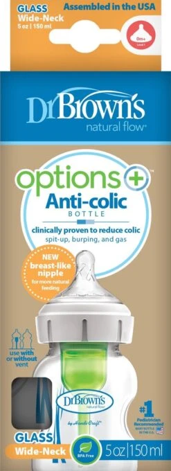 Dr. Brown's Options+ Anti-colic Bottle Brede Hals Fles - Glas - 150 Ml -Peuterpaleis Winkel 436x1200
