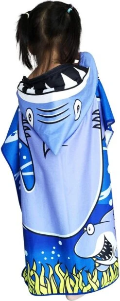 JAXY Badcape Baby - Badcape - Baby Badjas - Omslagdoek - Omslagdoek - Baby Handdoek Met Capuchon - Strandhanddoek - Badponcho - Poncho Handdoek - Microfiber - 60x90cm - Haai -Peuterpaleis Winkel 479x1200