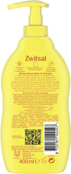 Zwitsal - Slaap Zacht - Bad & Wasgel - Eucalyptus - 400ml -Peuterpaleis Winkel 490x1200 2