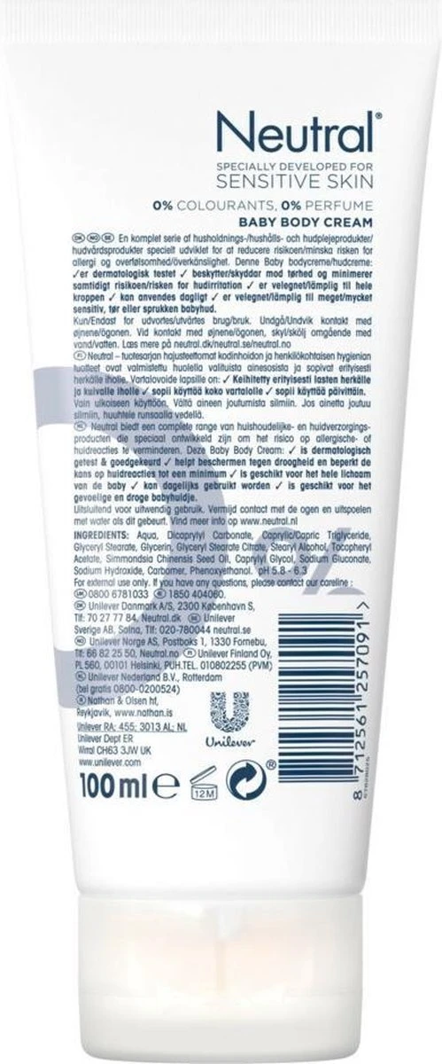 Neutral Crème Parfumvrij - 100 Ml - Baby 4 Neutral Crème Parfumvrij - 100 Ml - Baby - Afbeelding 2