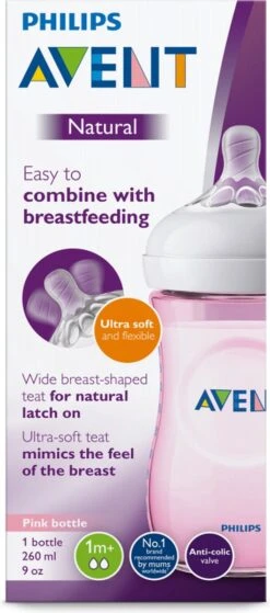 Philips Avent - Natural Babyfles - Langzame Toevoer - 1+ Maanden - 260ml - SCF034/27 -Peuterpaleis Winkel 530x1200 4