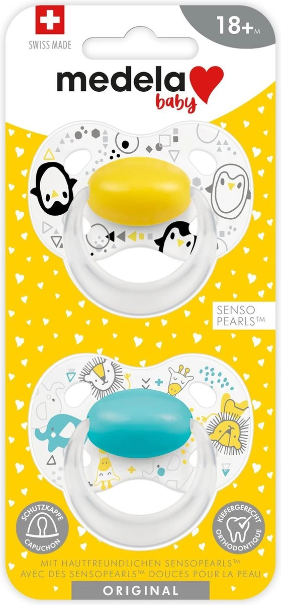 Medela Baby Fopspeen Original Hoge Acceptatie Orthdontisch Ergonomische Vorm - Sunshine Yellow - 18+ Maanden - 2 Stuks 11 Medela Baby Fopspeen Original Hoge Acceptatie Orthdontisch Ergonomische Vorm - Sunshine Yellow - 18+ Maanden - 2 Stuks - Afbeelding 9